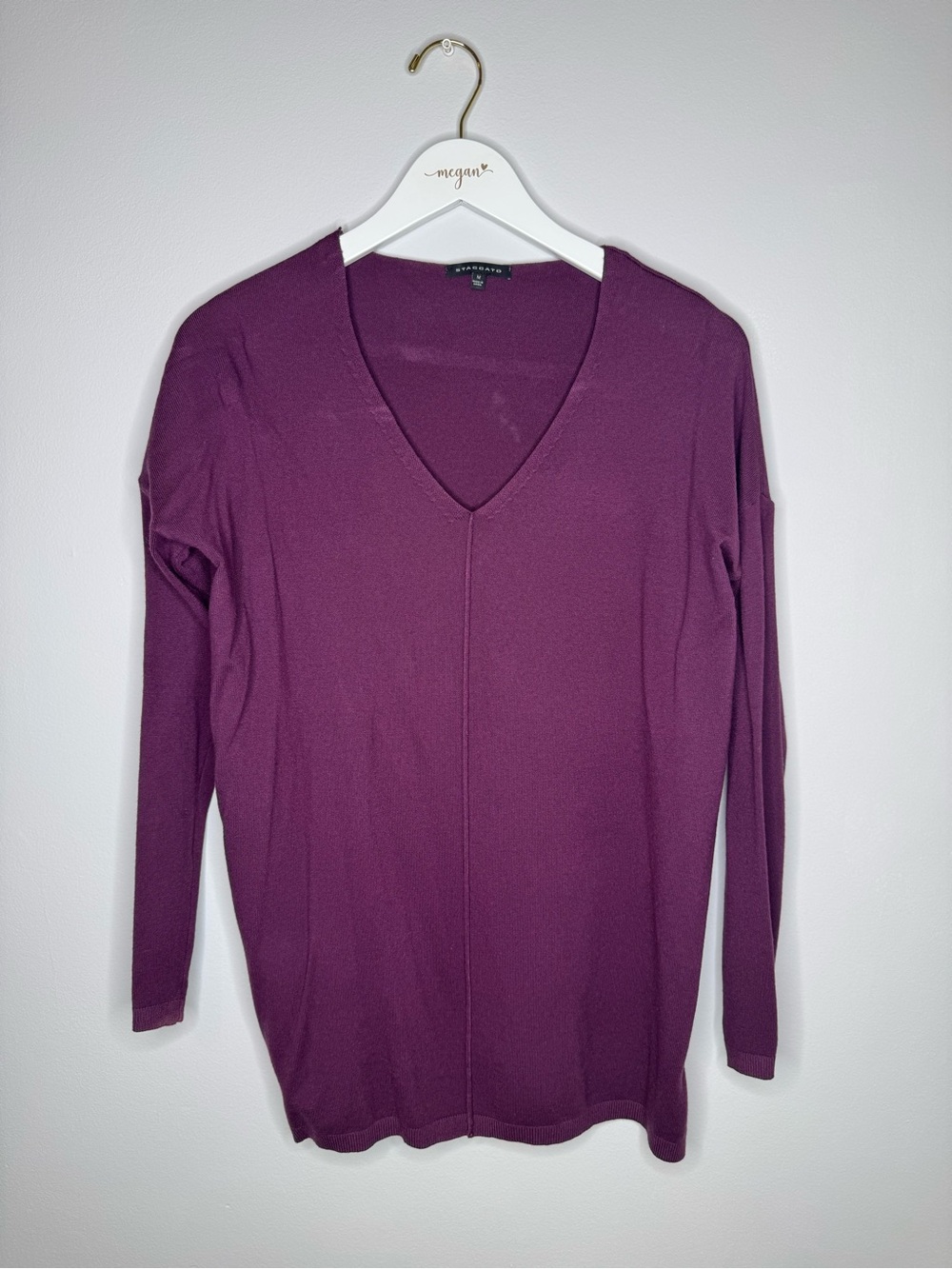 Staccato Plum V-Neck Long Sleeve Sweater